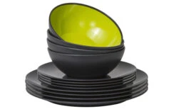Melamine Set Grey-Line Lime 12 Dlg.
