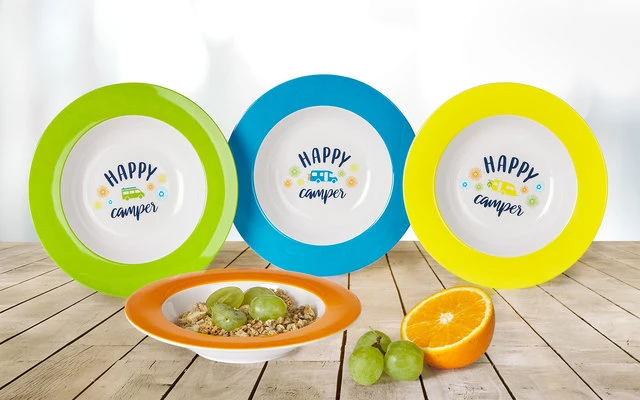Berger Happy Camper Melamine Soepbord Set 4 Stuks. 3 Berger Happy Camper Melamine Soepbord Set 4 Stuks.