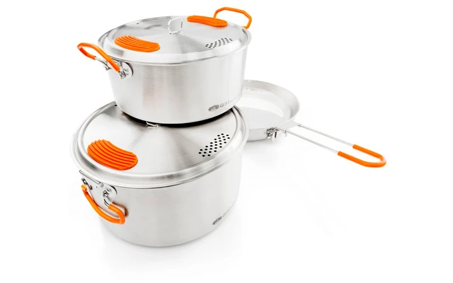 GSI Roestvrij Base Camper Medium Kookset 6 Stuks 2 Potten 2 / 3 Liter Koekenpan 22,8 Cm 4 GSI Roestvrij Base Camper Medium Kookset 6 Stuks 2 Potten 2 / 3 Liter Koekenpan 22,8 Cm - Afbeelding 2