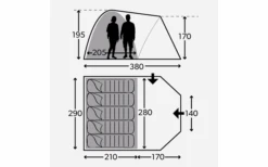 Kampa Brighton 5 Koepeltent Grijs